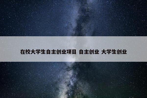 在校大学生自主创业项目 自主创业 大学生创业