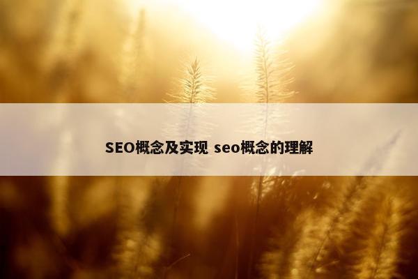 SEO概念及实现 seo概念的理解