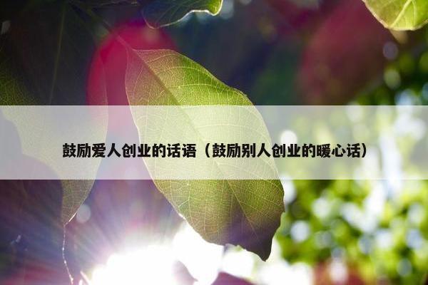 鼓励爱人创业的话语（鼓励别人创业的暖心话）