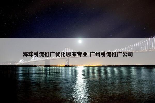 海珠引流推广优化哪家专业 广州引流推广公司