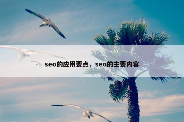 seo的应用要点，seo的主要内容