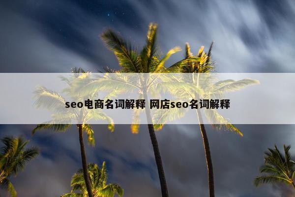 seo电商名词解释 网店seo名词解释