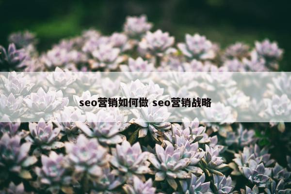 seo营销如何做 seo营销战略