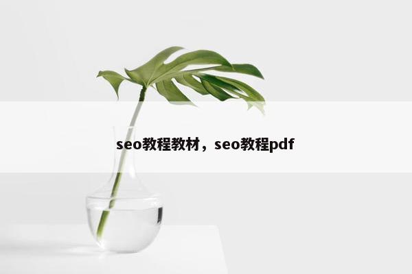 seo教程教材，seo教程