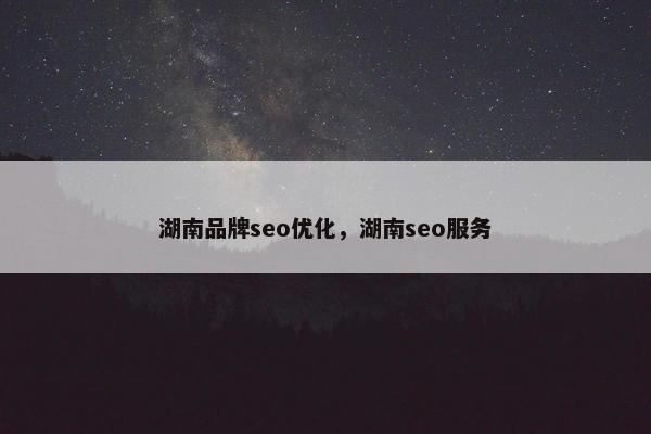 湖南品牌seo优化，湖南seo服务