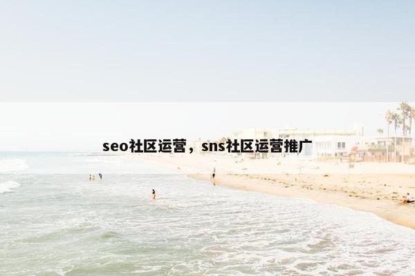 seo社区运营，sns社区运营推广