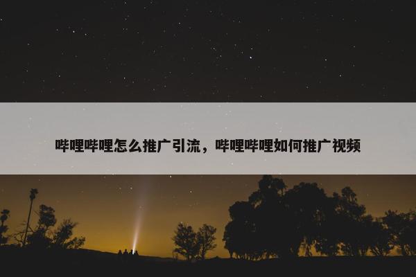 哔哩哔哩怎么推广引流，哔哩哔哩如何推广视屏