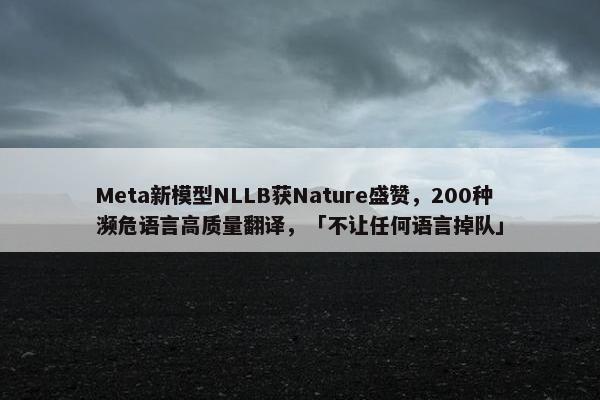 Meta新模型NLLB获Nature盛赞，200种濒危语言高质量翻译，「不让任何语言掉队」