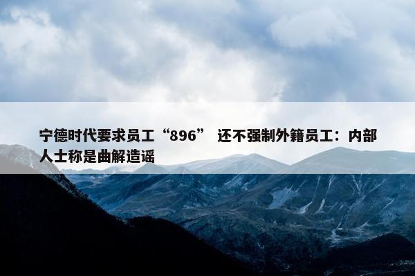 宁德时代要求员工“896” 还不强制外籍员工：内部人士称是曲解造谣