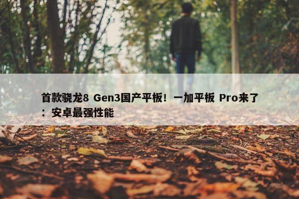 首款骁龙8 Gen3国产平板！一加平板 Pro来了：安卓最强性能