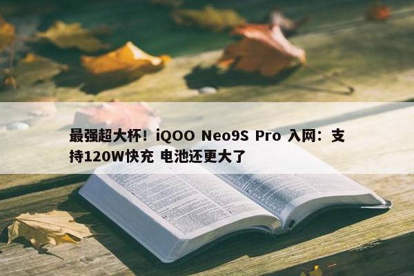 最强超大杯！iQOO Neo9S Pro 入网：支持120W快充 电池还更大了