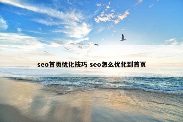 seo首页优化技巧 seo怎么优化到首页