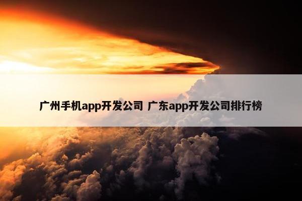 广州手机app开发公司 广东app开发公司排行榜