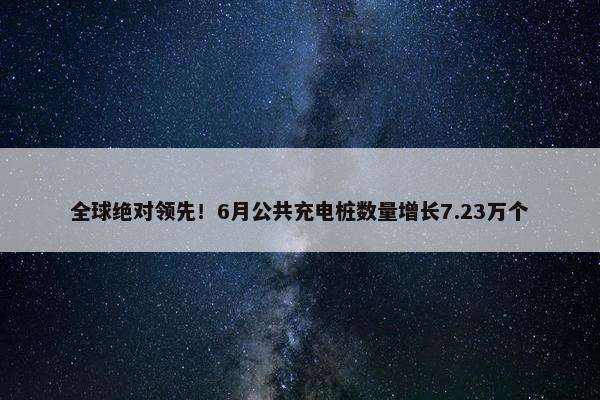 全球绝对领先！6月公共充电桩数量增长7.23万个