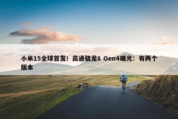 小米15全球首发！高通骁龙8 Gen4曝光：有两个版本