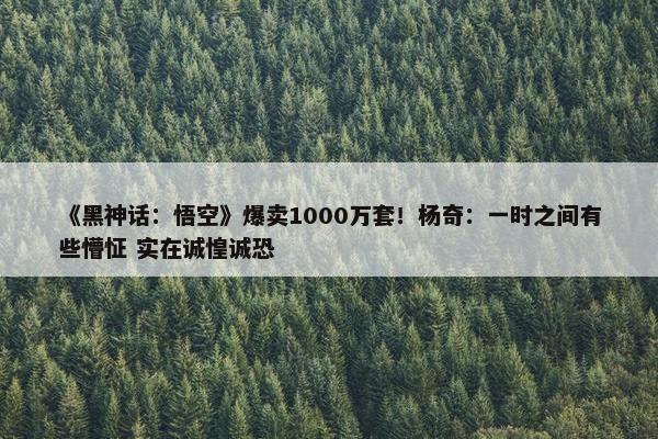 《黑神话：悟空》爆卖1000万套！杨奇：一时之间有些懵怔 实在诚惶诚恐