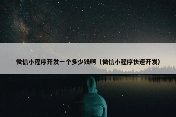 微信小程序开发一个多少钱啊（微信小程序快速开发）