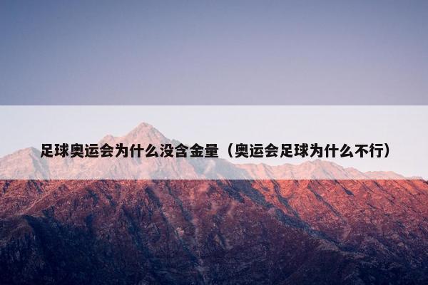 足球奥运会为什么没含金量（奥运会足球为什么不行）