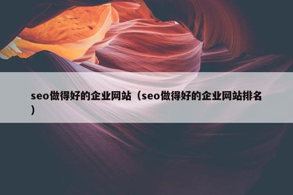 seo做得好的企业网站（seo做得好的企业网站排名）