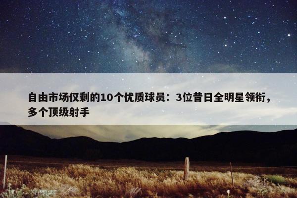 自由市场仅剩的10个优质球员：3位昔日全明星领衔，多个顶级射手