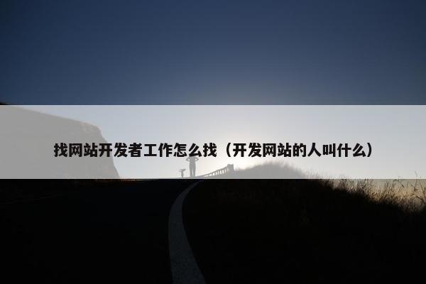 找网站开发者工作怎么找（开发网站的人叫什么）