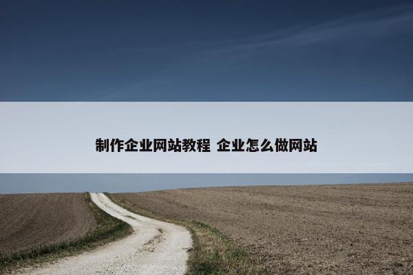 制作企业网站教程 企业怎么做网站