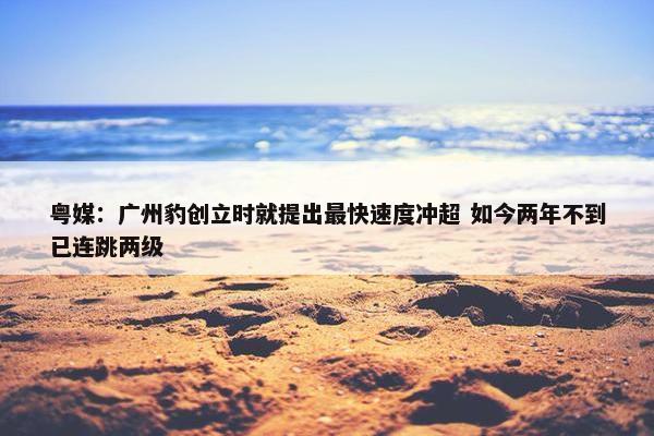 粤媒：广州豹创立时就提出最快速度冲超 如今两年不到已连跳两级