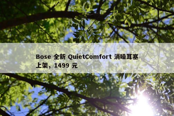 Bose 全新 QuietComfort 消噪耳塞上架，1499 元