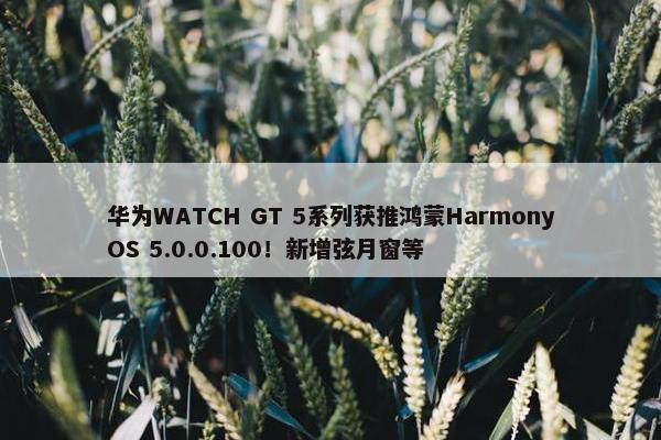 华为WATCH GT 5系列获推鸿蒙HarmonyOS 5.0.0.100！新增弦月窗等