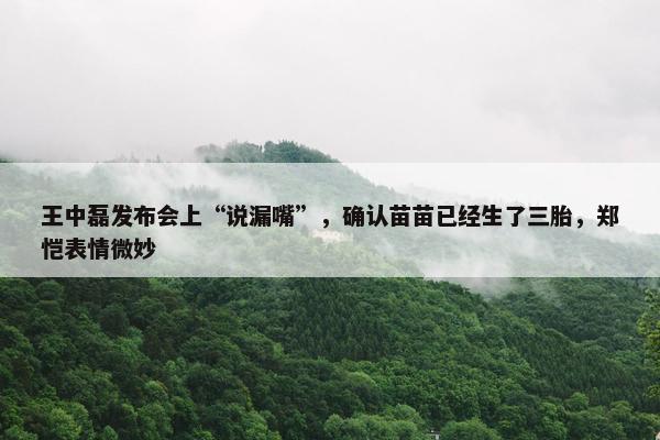 王中磊发布会上“说漏嘴”，确认苗苗已经生了三胎，郑恺表情微妙