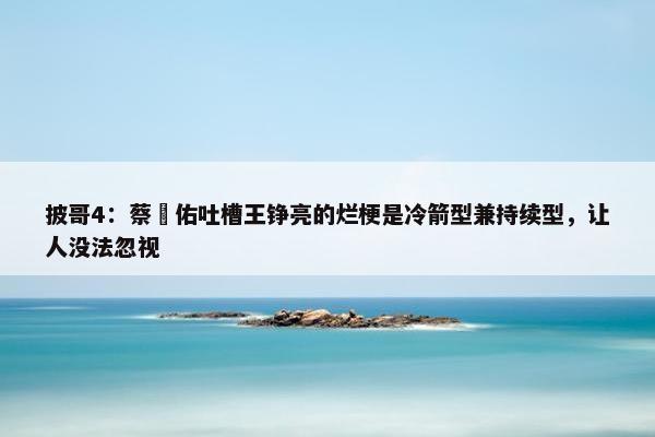 披哥4：蔡旻佑吐槽王铮亮的烂梗是冷箭型兼持续型，让人没法忽视