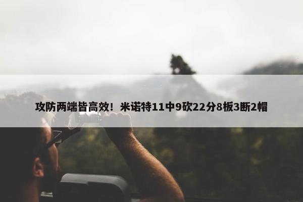 攻防两端皆高效！米诺特11中9砍22分8板3断2帽