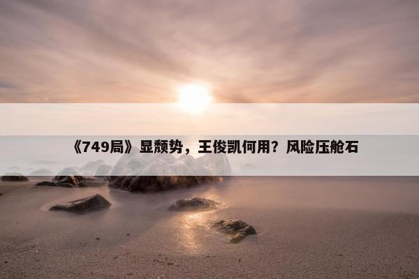 《749局》显颓势，王俊凯何用？风险压舱石