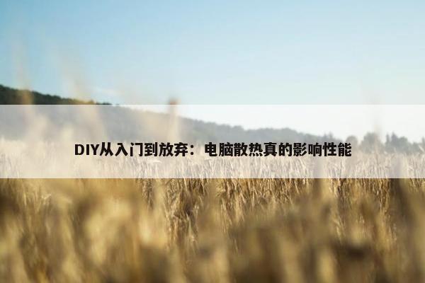 DIY从入门到放弃：电脑散热真的影响性能