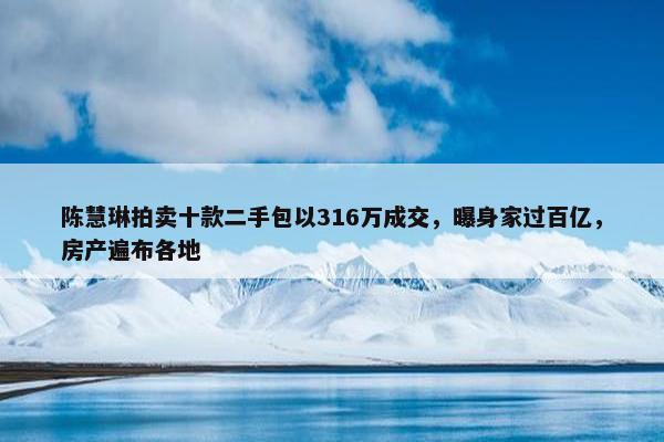 陈慧琳拍卖十款二手包以316万成交，曝身家过百亿，房产遍布各地