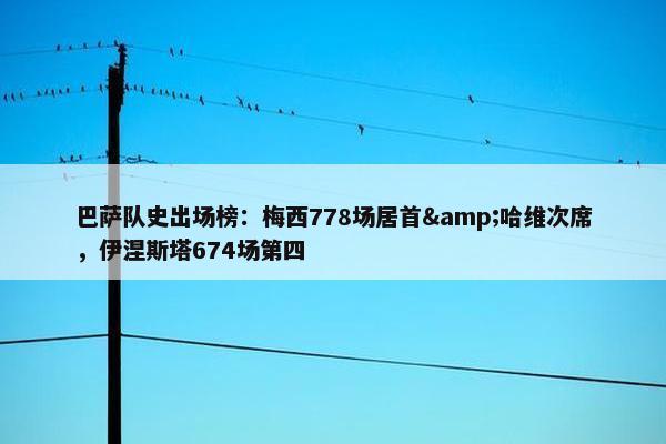 巴萨队史出场榜：梅西778场居首&哈维次席，伊涅斯塔674场第四