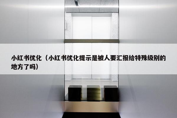 小红书优化（小红书优化提示是被人要汇报给特殊级别的地方了吗）