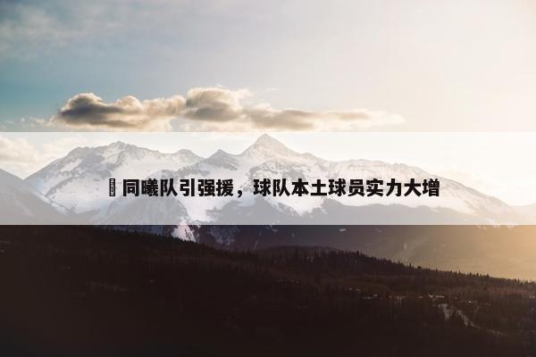  同曦队引强援，球队本土球员实力大增