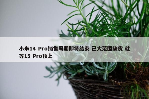 小米14 Pro销售周期即将结束 已大范围缺货 就等15 Pro顶上