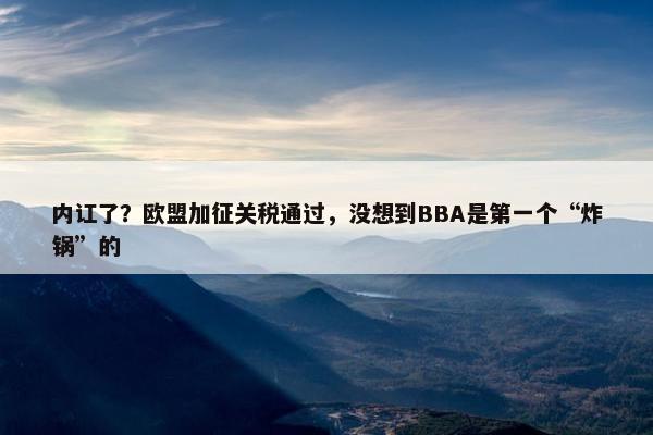 内讧了？欧盟加征关税通过，没想到BBA是第一个“炸锅”的