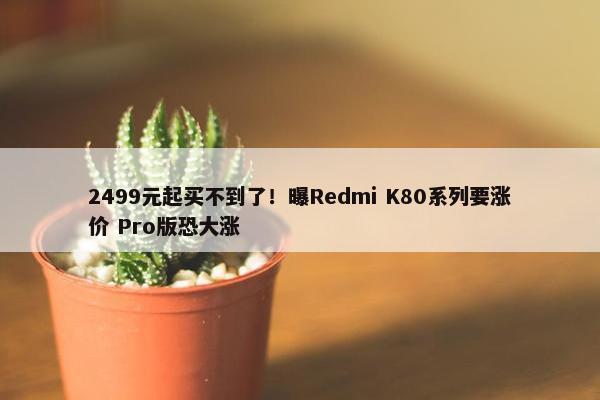 2499元起买不到了！曝Redmi K80系列要涨价 Pro版恐大涨