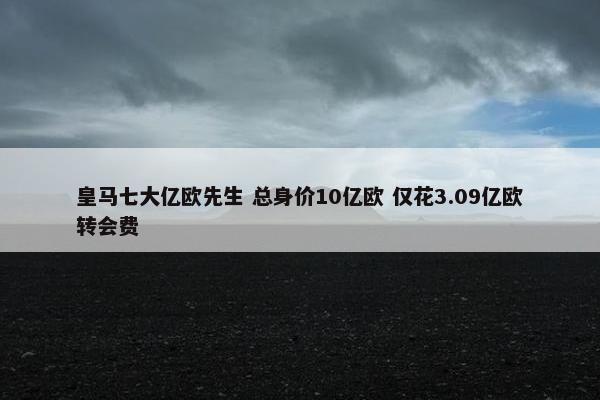 皇马七大亿欧先生 总身价10亿欧 仅花3.09亿欧转会费