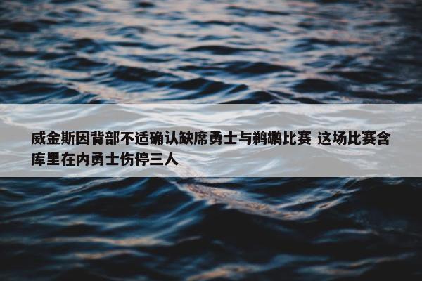 威金斯因背部不适确认缺席勇士与鹈鹕比赛 这场比赛含库里在内勇士伤停三人