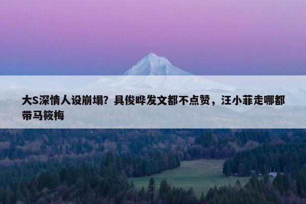 大S深情人设崩塌？具俊晔发文都不点赞，汪小菲走哪都带马筱梅