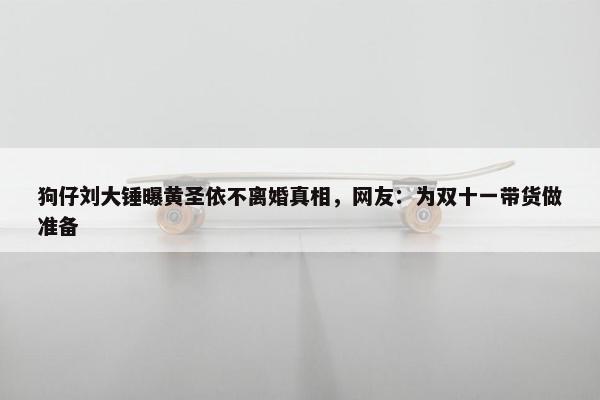 狗仔刘大锤曝黄圣依不离婚真相，网友：为双十一带货做准备