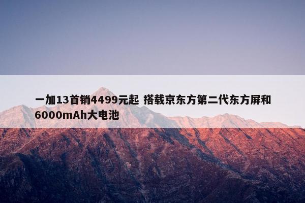 一加13首销4499元起 搭载京东方第二代东方屏和6000mAh大电池