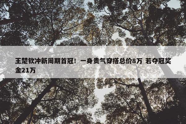 王楚钦冲新周期首冠！一身贵气穿搭总价8万 若夺冠奖金21万