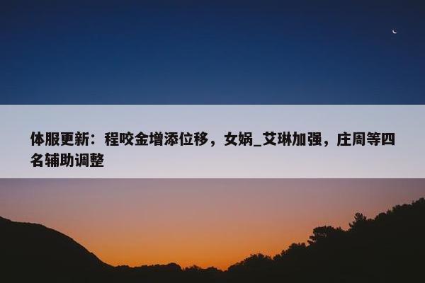 体服更新：程咬金增添位移，女娲_艾琳加强，庄周等四名辅助调整