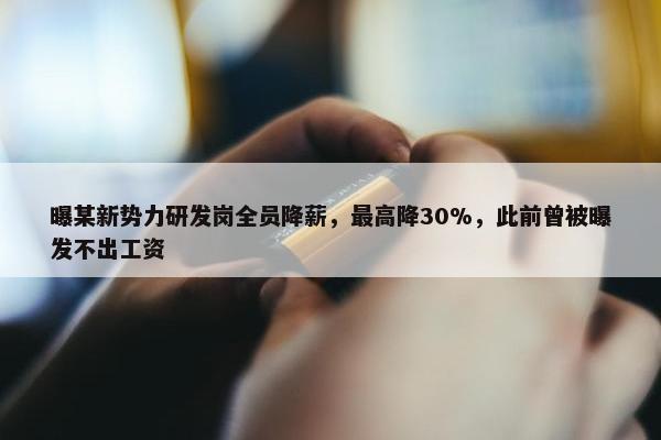 曝某新势力研发岗全员降薪，最高降30%，此前曾被曝发不出工资