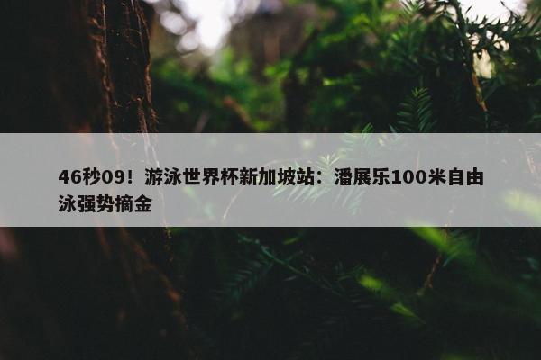 46秒09！游泳世界杯新加坡站：潘展乐100米自由泳强势摘金